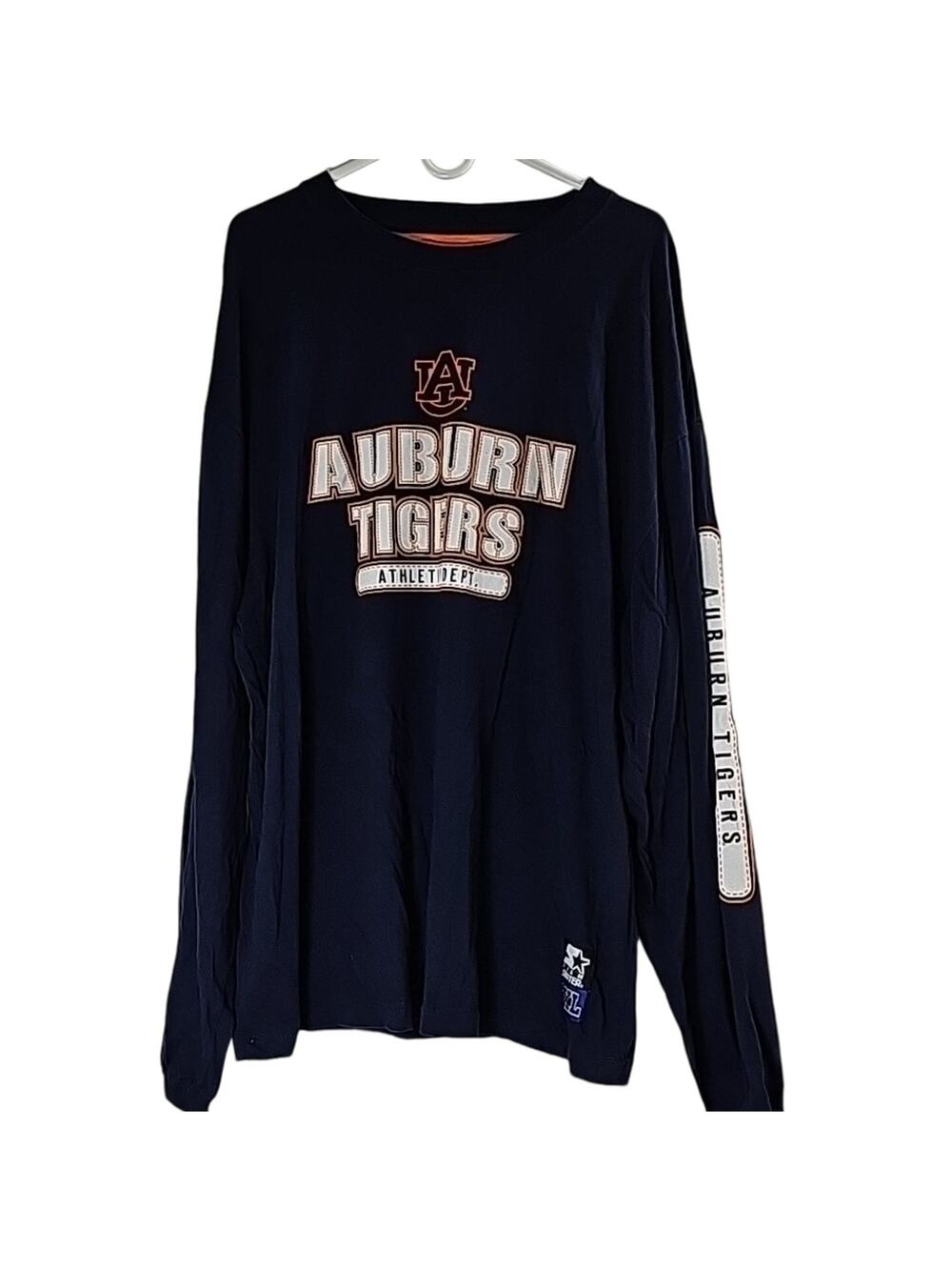 Auburn Tigers Spellout Blue & Orange Long Sleeve Football Mens Sz 3XL Tee-Shirt